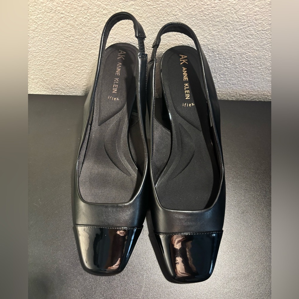 Anne Klein Black Patent Slingback Heels